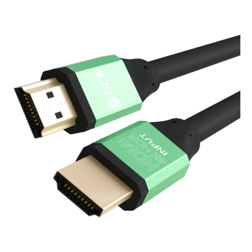 Greenconnect Кабель 0.5m HDMI версия 2.0, HDR 4:2:2, Ultra HD, 4K 60 fps 60Hz/5K*30Hz, 3D, AUDIO, 18.0 Гбит/с, 28/28 AWG, OD7.3mm, тройной экран, черный, AL корпус зеленый (GCR-50959)