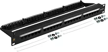 Патч-панель Патч-панель 19", 24 порта RJ45, неэкранированная, кат.6, 1U, с задним органайзером с фиксаторами кабеля (LAN-PPN24U6)