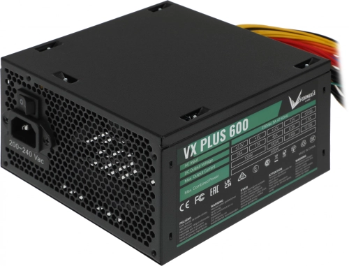 Блок питания Aerocool 600W VX-600 PLUS (24+4+4pin) 120mm fan 3xSATA RTL