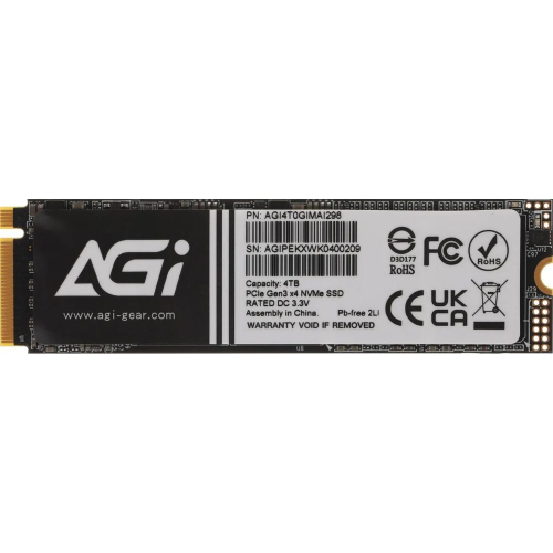 Твердотельный накопитель SSD AGI AI298 M.2 PCIe 4TB RETAIL-Color Box (AGI4T0GIMAI298-CB)