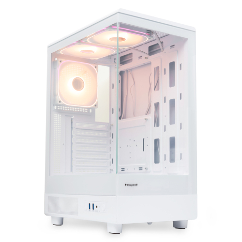 Корпус без блока питания/ HSPD F510, Panoramic Mid Tower, White, TG, 0.5 SPCC, 3x120mm ARGB ATX, mATX, mITX 180/280/160mm 1x2.5