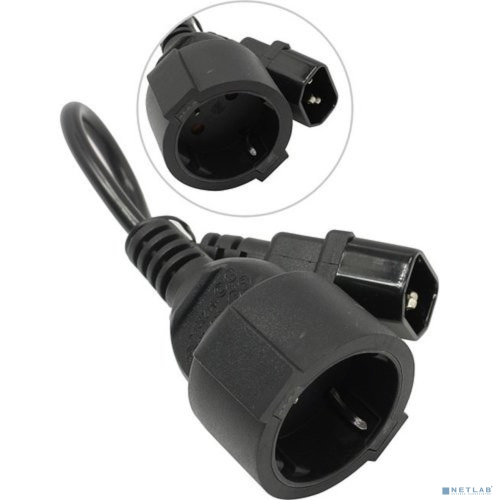 Exegate EP280681RUS Кабель-переходник (UPS-]розетка) ExeGate Power EC-30P (C14-]Евророзетка Schuko) VDE-250V-3*0.75mm2, медь, черный, 0.15м.