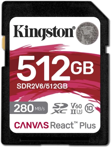 Флеш карта SDXC 512GB Kingston SDR2V6/ 512GB Canvas React Plus w/ o adapter (SDR2V6/512GB)