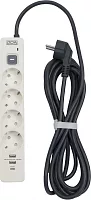 Сетевой фильтр Powercom SP-01 USB2A1CW 3,0М 3.0м (4 розетки) белый/серый (коробка)