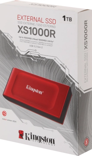 Твердотельный накопитель/ Kingston External SSD XS1000, 1000GB, Type-C/A, USB 3.2 Gen 2, R/W 1050/1000MB/s, 70x33x14mm, 29g., Red (12 мес) (SXS1000R/1000G) фото 9