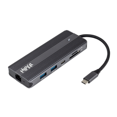 Док-станция/ Docking station HIPER USB-C HUB 11in1 (1*USB-C 100W PD, 1*HDMI 4K@60Hz, 2*DP 4K@60Hz, 2*USB-A 3.0 (5Gbps data), 1*USB-C 3.0 (5Gbps data), 1*microSD, 1*SD, 1*3.5mm audio, 1*RJ45 Gb) (HP-DS11-01)