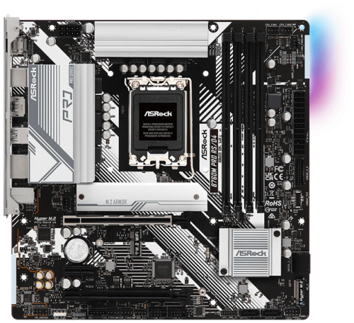 ASROCK B760M PRO RS/ D4, LGA1700, B760, 4*DDR4, HDMI+DP, 4xSATA3 6.0 (RAID), M.2 Socket, 3xUSB 3.2, 2xUSB2.0, Type-C, mATX; 90-MXBKL0-A0UAYZ (B760M PRO RS/D4)
