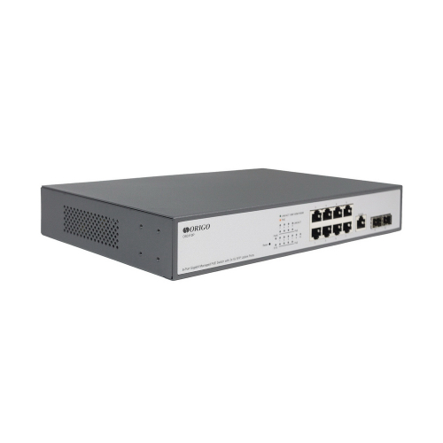 Коммутатор/ Managed L2 Switch 8x1000Base-T PoE, 2x1000Base-X SFP, PoE Budget 135W, RJ45 Console, 19