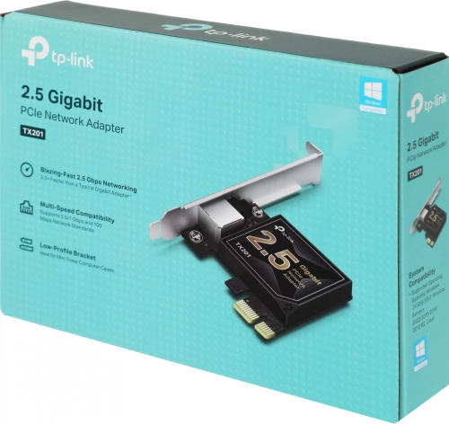 TP-Link TX201, Сетевой адаптер PCIe 2,5 Гбит/ с, 1 разъём PCIe 2.1, поддержка сетевых стандартов 100 Мбит/ с, 1 Гбит/ с и 2,5 Гбит/ с фото 9