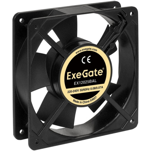 Exegate EX289013RUS Вентилятор 220В ExeGate EX12025BAL (120x120x25 мм, 2-Ball (двойной шарикоподшипник), подводящий провод 30 см, 22000RPM, 33dBA)