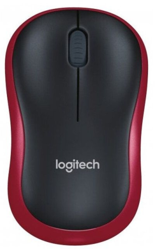 Мышь Logitech M186 черный/ красный оптическая (1000dpi) беспроводная USB2.0 для ноутбука (3but) (910-004133)