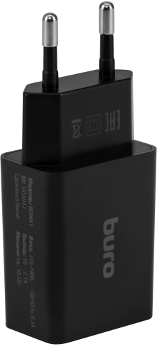 Сетевое зар./ устр. Buro BUWA1 10.5W 2.1A USB-A черный (BUWA10S100BK) фото 3