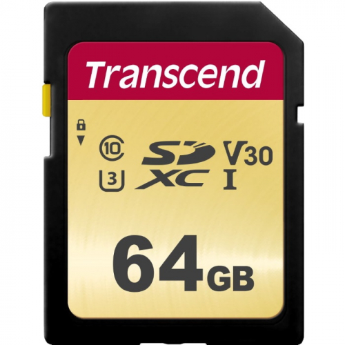 Карта памяти Transcend 64GB SDXC Class 10 UHS-I U3 V30 R95, W60MB/ s (TS64GSDC500S)