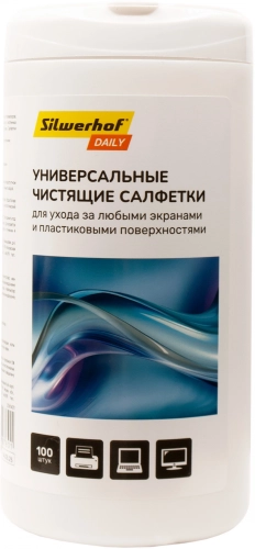 Салфетки Silwerhof DAILY универсальные туба 100шт влажных (2061431) (2061431#MLN)
