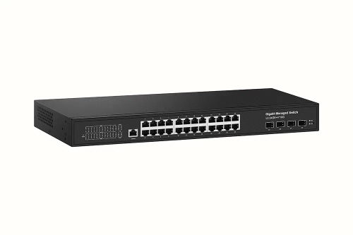 Управляемый L3 коммутатор Gigabit Ethernet на 24xRJ45 + 4x10G SFP+ Uplink. Порты: 24 x GE (10/ 100/ 1000Base-T) + 4 x 10G SFP+ Uplink, Консольный порт, Уровень управления L3 (Full managed), Поддержка Ju (NS-SW-24G4G10-L) фото 2