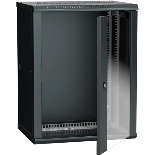 Шкаф LINEA W 15U 600x450 мм дверь стекло, RAL9005 (LWR5-15U64-GF)