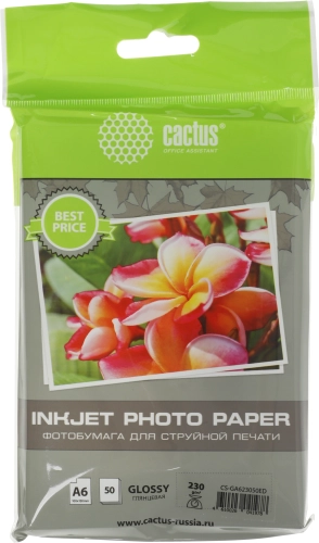 Фотобумага Cactus CS-GA623050ED A6/230г/м2/50л./белый глянцевое для струйной печати