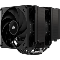 Кулер для процессора/ CPU Cooler Corsair A115 Twin Tower (270W, 4-pin PWM, 165mm, Al/ Cu, 6x6mm, 2x140mm, 84.5CFM, 33.9dBA, 1600RPM, S: 1851/ 1700/ 1200/ 115X, AM5/ AM4, black) (CT-9010011-WW)