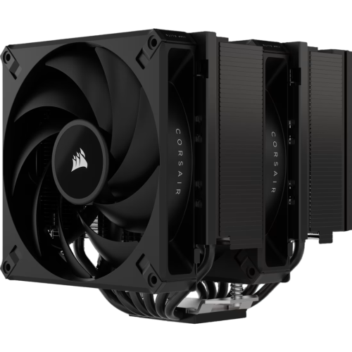 Кулер для процессора/ CPU Cooler Corsair A115 Twin Tower (270W, 4-pin PWM, 165mm, Al/ Cu, 6x6mm, 2x140mm, 84.5CFM, 33.9dBA, 1600RPM, S: 1851/ 1700/ 1200/ 115X, AM5/ AM4, black) (CT-9010011-WW)