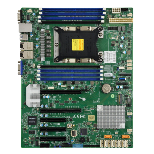 Supermicro MBD-X11SPI-TF-B Серверная материнская плата MBD X11SPI TF B Xeon Single Socket S3647, 8x 288 pin DDR4 DIMM slots, 2x 10GbE LAN ports, 10x SATA3 (6Gbps) via C622, Bulk.