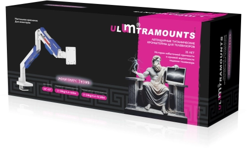 Кронштейн для мониторов Ultramounts UM743WB белый/синий 24-57 макс.30кг крепление к столешнице поворот и наклон фото 23