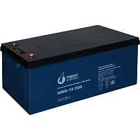 Battery Parus Electro, professional series HMG-12-200, voltage 12V, capacity 200Ah (discharge 10 hours), max. discharge current (5sec) 1000A, max. charge current 60A, lead-acid GEL type, M8 bolt terminals, LxWxH 522x238x218mm, total height with terminals