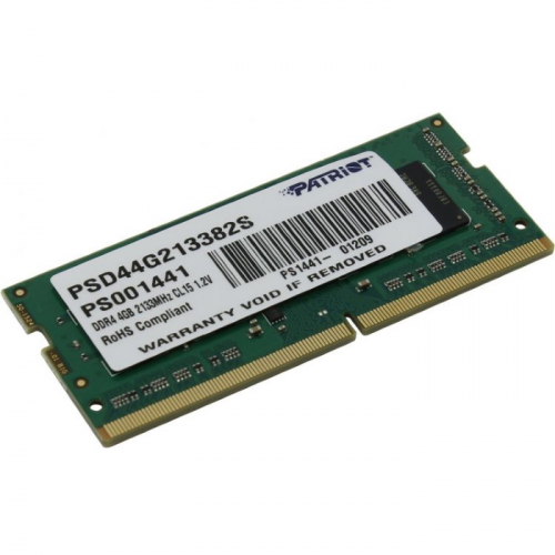 Модуль памяти Patriot SO-DIMM DDR4 4GB PC-17000 2133MHz CL15 260 pin 1.2V RTL (PSD44G213382S)