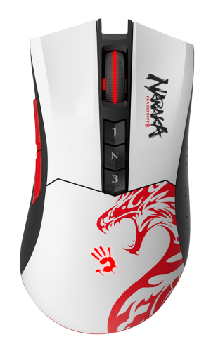 Мышь A4Tech Bloody R90 Plus Naraka белый/рисунок оптическая (5000dpi) беспроводная USB (8but)