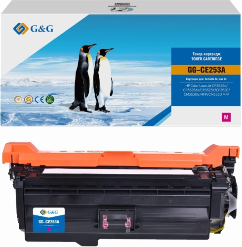 Картридж лазерный G&G GG-CE253A CE253A пурпурный (7000стр.) для HP CLJ CP3525n/ CP3525dn/ CP3525X/ CP3520/ CM3530fs MFP/ CM3530 MFP