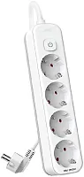 Сетевой фильтр Deli ET435 3м (4 розетки) белый (пакет ПЭ)