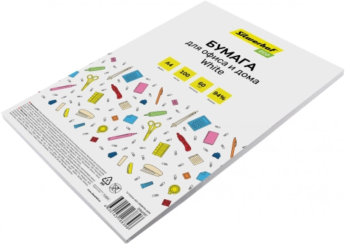 Бумага Silwerhof ECO A4/ 60г/ м2/ 100л./ белый CIE94% общего назначения(офисная) (2066187) (2066187#MLN)