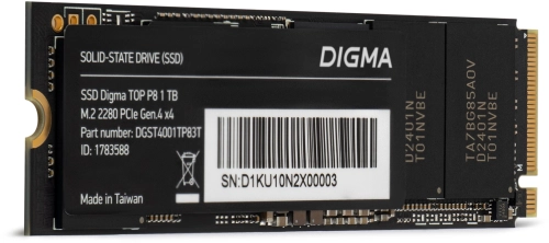 Накопитель SSD Digma PCIe 4.0 x4 1TB (DGST4001TP83T) Накопитель SSD Digma PCIe 4.0 x4 1TB DGST4001TP83T Top P8 M.2 2280 фото 3