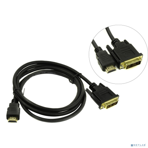 Exegate EX284893RUS Кабель HDMI-DVI ExeGate EX-CC-HDMIM-DVIM-1.8 (19M/ 19M, single link, 1,8м,позолоченные контакты)