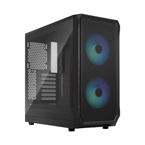 Корпус ПК без блока питания/ Fractal Design Focus 2 RGB, Midi-Tower, 2x120mm RGB ATX, mATX, mITX Black (FD-C-FOC2A-03)