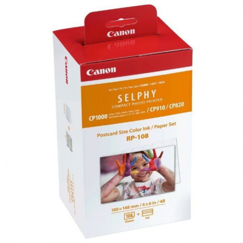 Набор для печати Canon RP-108 комплект бумага 10x15 см цветные красители 108 листов для Selphy CP820/ CP910/ CP1200/ PCC-CP400/ PCP-CP400 (8568B001)