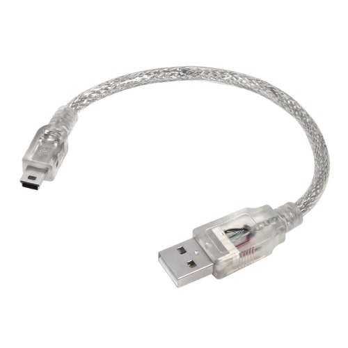 GCR Кабель 0.15m USB 2.0, AM/ mini 5P, прозрачный, 28/ 28 AWG, экран, армированный, морозостойкий, GCR-UM1M5P-BB2S-0.15m