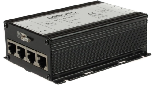Устройство грозозащиты OSNOVO SP-IP4/1000P Устройство грозозащиты для локальной вычислительной сети на 4 порта (скорость до 1000 Мб/с) с защитой линий PoE (af/at, методы A + B, контакты 1/2, 3/6, 4/5, 7/8) Двухступенчатая з