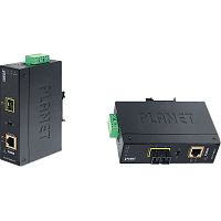 индустриальный медиа конвертер/ PLANET IP30 Industrial 10/ 100/ 1000BASE-T to 100/ 1000BASE-SX Converter with 802.3at PoE+ (Multi-mode, 220m/ 550m, -40 to 75C, 12V~48V DC power boost) (IGTP-802T)