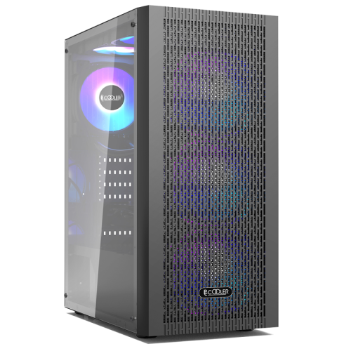 Корпус без блока питания/ Case PCCooler MA100 MESH BK, Midi-Tower, TG, Mesh, 3x120mm ARGB, 1xUSB-A 3.0 + 2xUSB-A 2.0, ATX, mATX, mITX Black