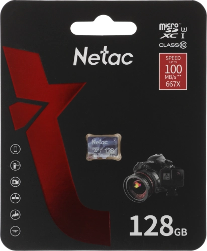 Флеш карта microSDHC 128GB Netac P500 ULTRA [NT02P500ULT-128G-S] (без SD адаптера) 100MB/s