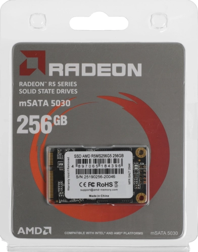 Твердотельный накопитель SSD AMD Radeon 256GB Client SSD mSATA 3D NAND Retail R5MS256G5 фото 5