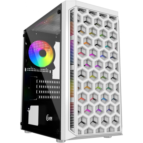 Powercase CMIMTW-L3 Корпус Mistral Micro T3W, Tempered Glass, Mesh, 2x 140mm + 1х 120mm 5-color fan, белый, mATX (CMIMTW-L3)