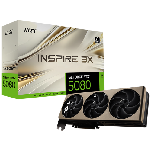 Видеокарта MSI RTX5080 INSPIRE 3X 16GB GDDR7 256bit 3xDP HDMI 3FAN RTL (RTX 5080 16G INSPIRE 3X)