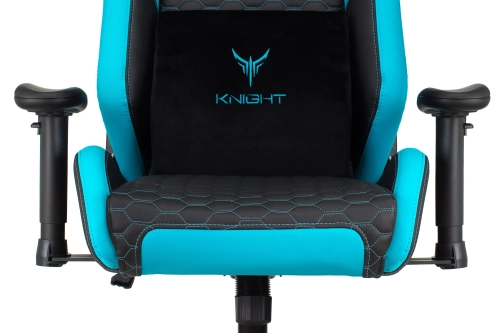 Кресло игровое Knight Neon черный/ голубой соты экокожа с подголов. крестов. металл (KNIGHT NEON LBLUE) фото 10