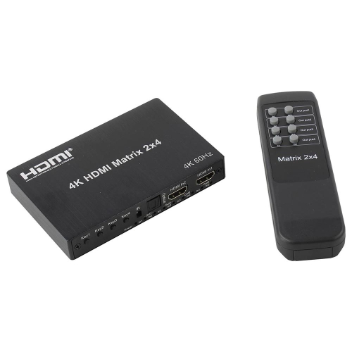 ORIENT HSP0204HN-2.0, HDMI матричный переключатель/ разветвитель 2->4 с аудиовыходами, UHD 4K/ 60Гц (3840x2160), HDR, HDMI 2.0, HDCP 2.2, пульт ДУ, внешний БП 5В/ 2A, метал.корпус (33266)