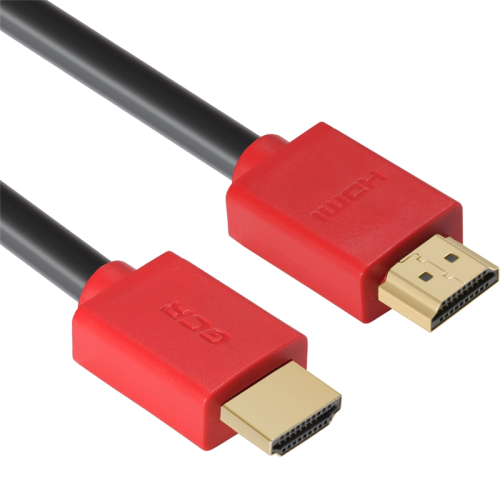 GCR Кабель 1.5m HDMI версия 1.4, черный, красные коннекторы, OD7.3mm, 30/ 30 AWG, позолоченные контакты, Ethernet 10.2 Гбит/ с, 3D, 4K GCR-HM450-1.5m, экран