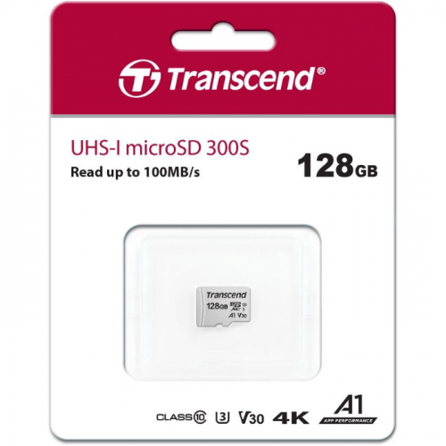 Карта памяти microSD 128GB Transcend microSDXC Class 10 UHS-I U3, V30, A1, (без адаптера), 100 Mb/s, TLC (TS128GUSD300S) фото 2