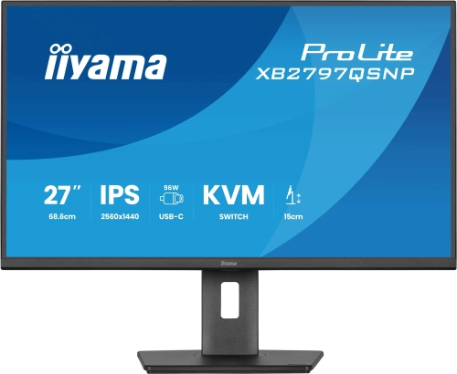 Монитор Iiyama 27 ProLite XB2797QSNP-B1 черный IPS LED 16:9 HDMI M/M матовая HAS Piv 350cd 178гр/178гр 2560x1440 75Hz DP 2K USB 9.7кг фото 2