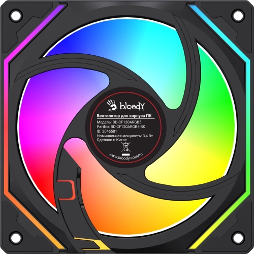 Вентилятор для корпуса Bloody BD-CF120ARGB5 LCD ARGB 120х120x25 черный 4-pin 26дБ (BD-CF120ARGB5-BK) Ret фото 12