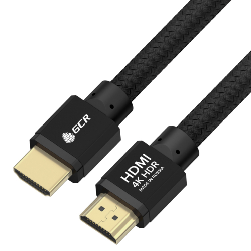 GCR Кабель PROF 7.5m HDMI 2.0, черный ECO Soft капрон, AL корпус черный, HDR 4:4:4, Ultra HD, 4K 60Hz/ 5K*30Hz, 3D, 18.0 Гбит/ с, 28AWG, GCR-54990